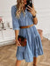 Sophisticated Button-Up Denim Midi Dress for Women with Lapel Detail