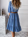 Sophisticated Button-Up Denim Midi Dress for Women with Lapel Detail
