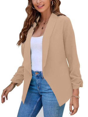 Women’s Solid Color Open Front Crop Blazer-kakaclo-White-S-Très Elite