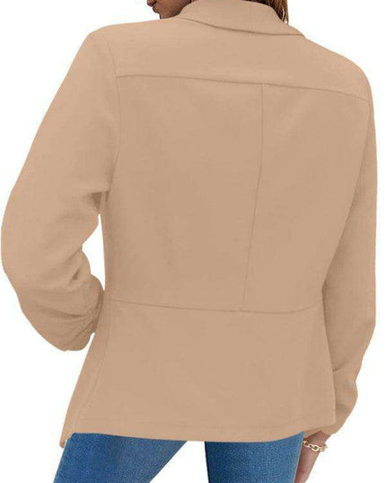 Chic Women's Oversized Ruched Sleeve Crop Blazer