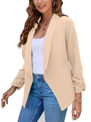 Women’s Solid Color Open Front Crop Blazer-kakaclo-White-S-Très Elite