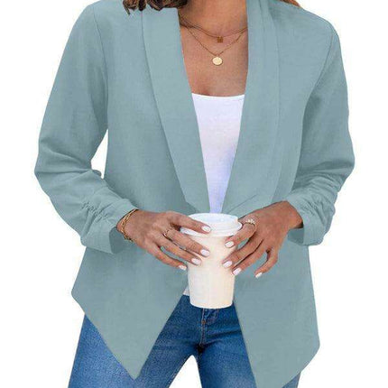 Chic Women's Oversized Ruched Sleeve Crop Blazer