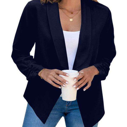 Chic Women's Oversized Ruched Sleeve Crop Blazer
