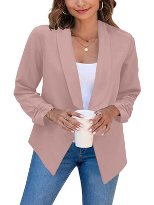 Women’s Solid Color Open Front Crop Blazer-kakaclo-Pink-S-Très Elite