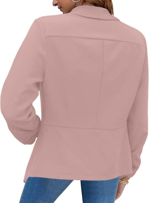 Modern Women's Ruched Cuff Open Front Crop Blazer