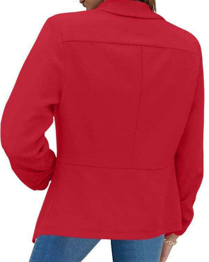 Chic Women's Oversized Ruched Sleeve Crop Blazer