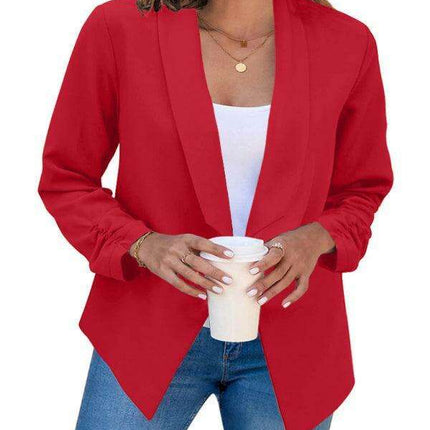 Chic Women's Oversized Ruched Sleeve Crop Blazer