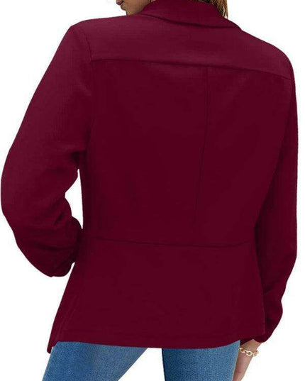 Chic Women's Oversized Ruched Sleeve Crop Blazer