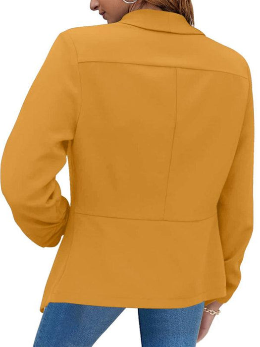 Modern Women's Ruched Cuff Open Front Crop Blazer
