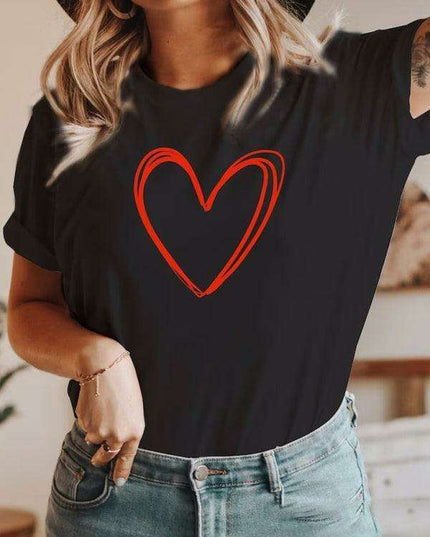 Adorable Heart Pattern T-Shirt for Trendy Women
