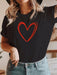 Ladies' Heart Print Crew Neck T-Shirt for Endearing Style