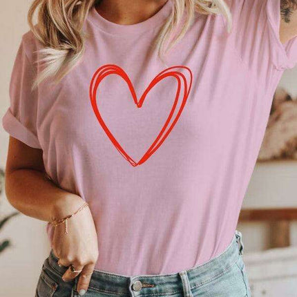 Adorable Heart Pattern T-Shirt for Trendy Women