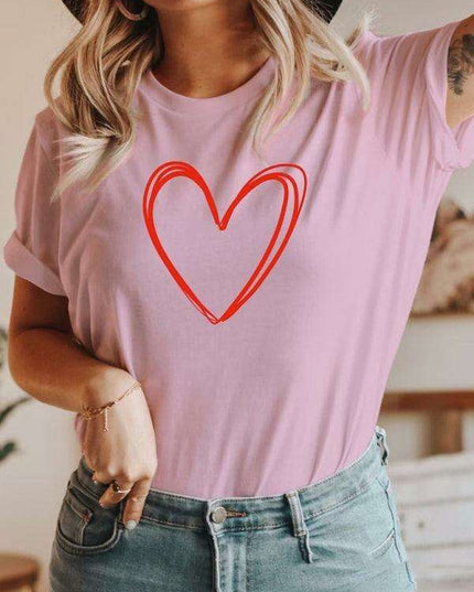 Adorable Heart Pattern T-Shirt for Trendy Women