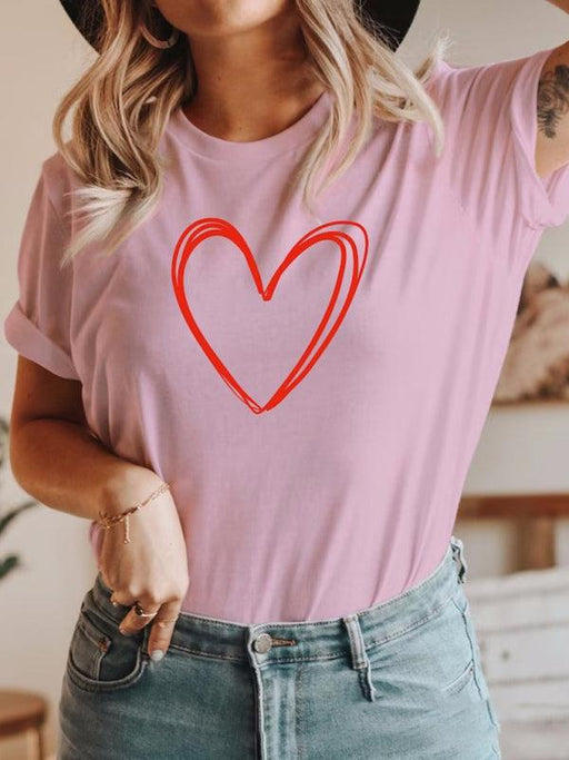 Heart Graphic Short Sleeve T-Shirt for Women