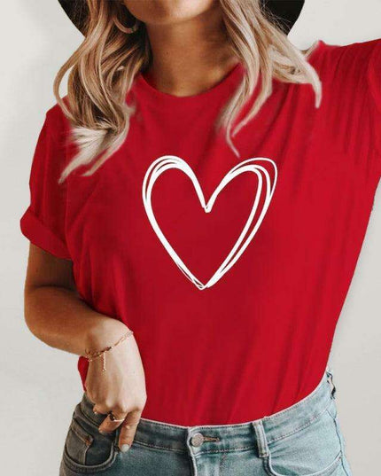 Adorable Heart Pattern T-Shirt for Trendy Women