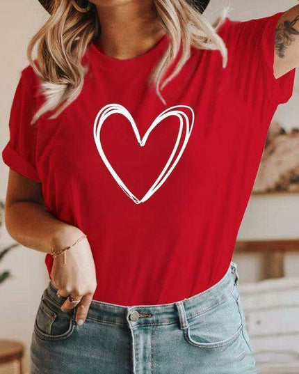 Adorable Heart Pattern T-Shirt for Trendy Women