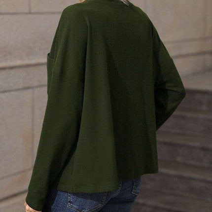 Chic V-Neck Long Sleeve Jersey Top for Women - Essential Casual Style - Spring-Summer Collection