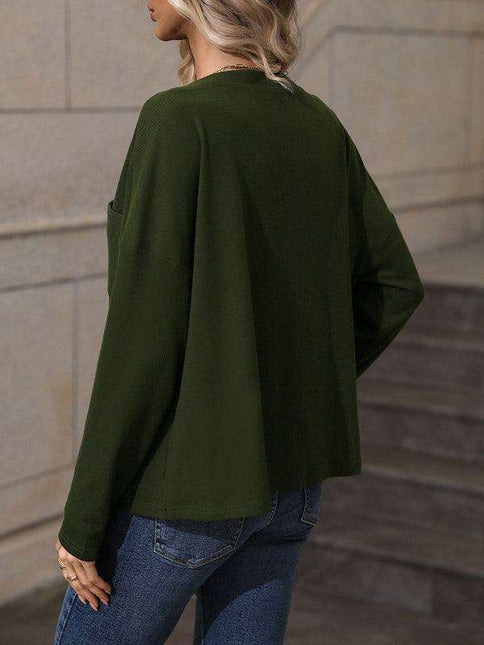 Chic V-Neck Long Sleeve Jersey Top for Women - Essential Casual Style - Spring-Summer Collection