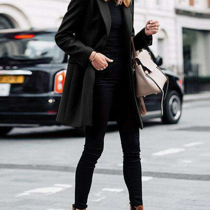 Elegant Solid Knee-Length Women's Blazer - Jakoto Collection