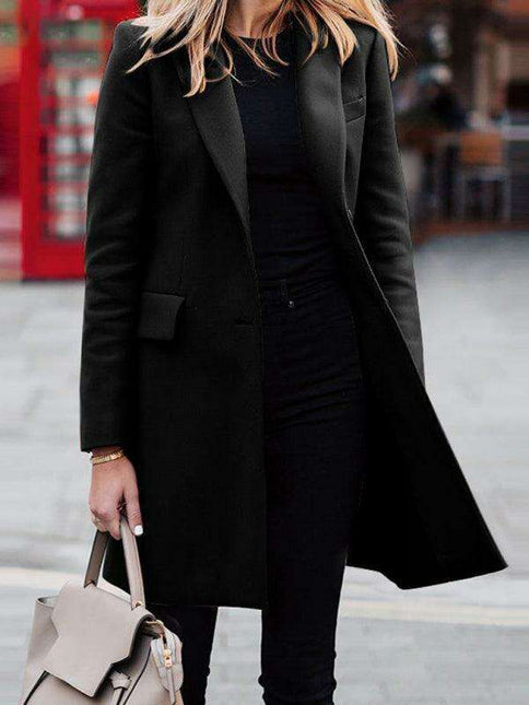 Elegant Solid Knee-Length Women's Blazer - Jakoto Collection