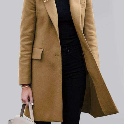 Elegant Solid Knee-Length Women's Blazer - Jakoto Collection