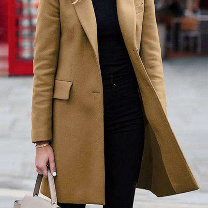 Elegant Solid Knee-Length Women's Blazer - Jakoto Collection