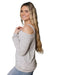 Chic Cold Shoulder Women's Long Sleeve Tee with Self-Designed Print