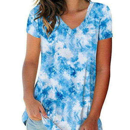Chic Tie Dye V Neck Top - Effortless Comfort for Women