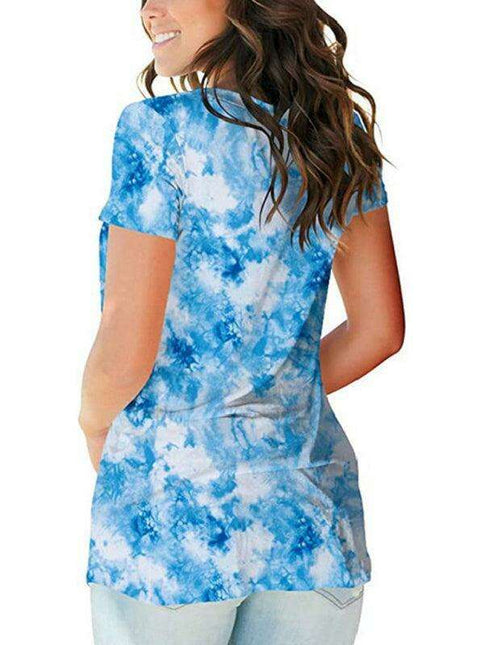 Chic Tie Dye V Neck Top - Effortless Comfort for Women