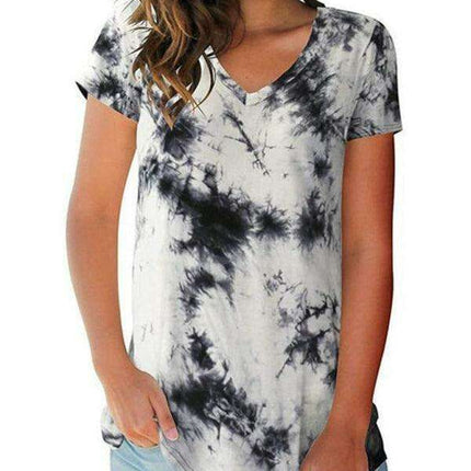 Chic Tie Dye V Neck Top - Effortless Comfort for Women