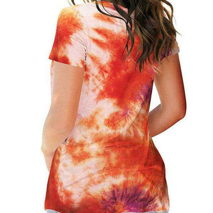 Chic Tie Dye V Neck Top - Effortless Comfort for Women