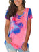 Soothing Tie Dye V Neck Top for Women