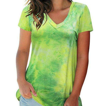 Chic Tie Dye V Neck Top - Effortless Comfort for Women