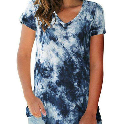 Chic Tie Dye V Neck Top - Effortless Comfort for Women