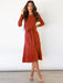 Ruffle Cable Knit Sweater Dress with Belted Waist for Women