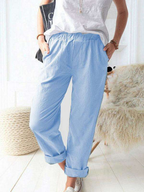 Timeless Elegance: Women's High Waist Stretch Trousers in Essential Solid Shades