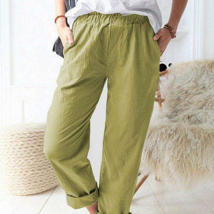 Timeless Elegance: Women's High Waist Stretch Trousers in Essential Solid Shades