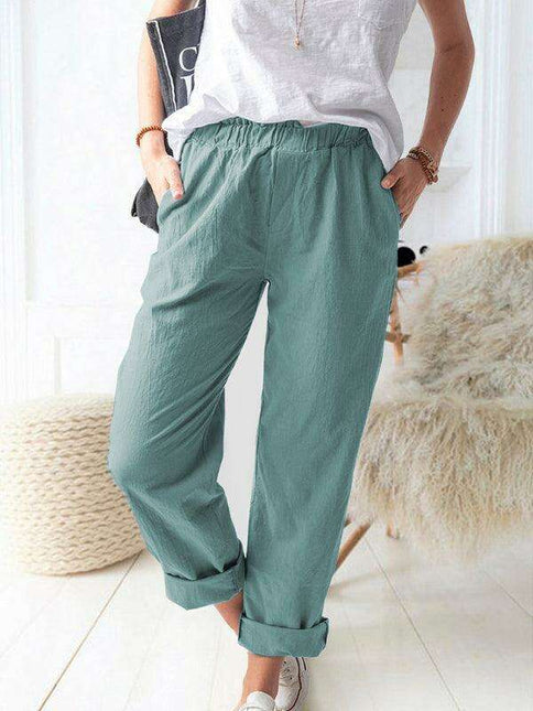 Timeless Elegance: Women's High Waist Stretch Trousers in Essential Solid Shades