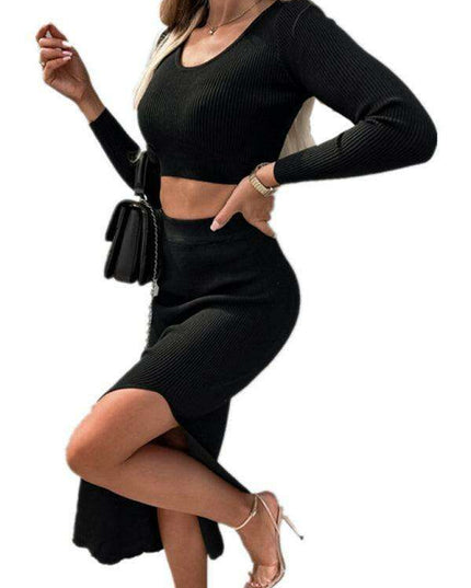 Sophisticated Allure Two-Piece Maxi Dress Ensemble with Enchanting Side Slit