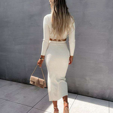 Sophisticated Allure Two-Piece Maxi Dress Ensemble with Enchanting Side Slit