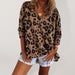 Leopard Print V-neck Oversized Jumper - Fashionable Women's Stylish Top for Relaxation