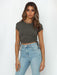 Ruched Crop T-Shirt in Suede Jersey
