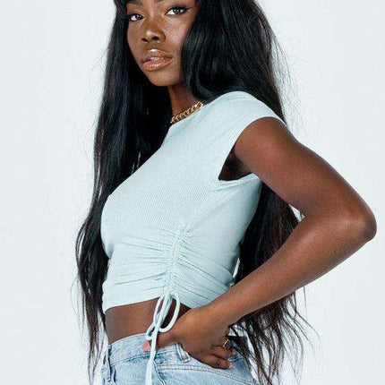 Chic Adjustable Ruched Suede Crop Tee