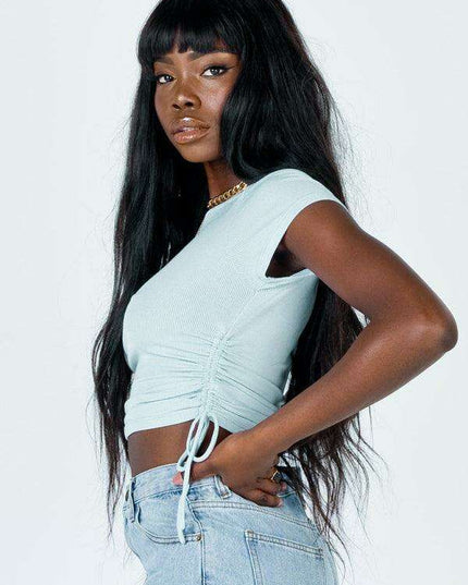 Chic Adjustable Ruched Suede Crop Tee