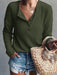 Solid Color Round Neck Long Sleeve Women's T-Shirt with Open Tube
