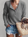 Elegant Solid Color Round Neck Long Sleeve Women's T-Shirt with Open Tube