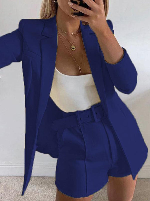 Jakoto | Women's Solid Color Blazer Top And Short Set