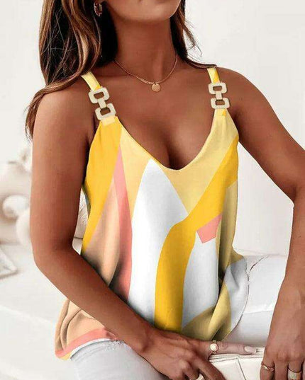 Chic Chain Link Print Sleeveless Tank Top for Women by Jakoto