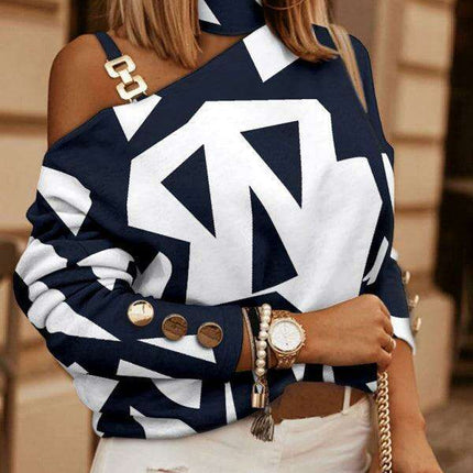 Stylish Geometric Chain Neck Blouse
