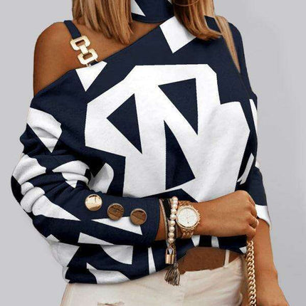 Stylish Geometric Chain Neck Blouse